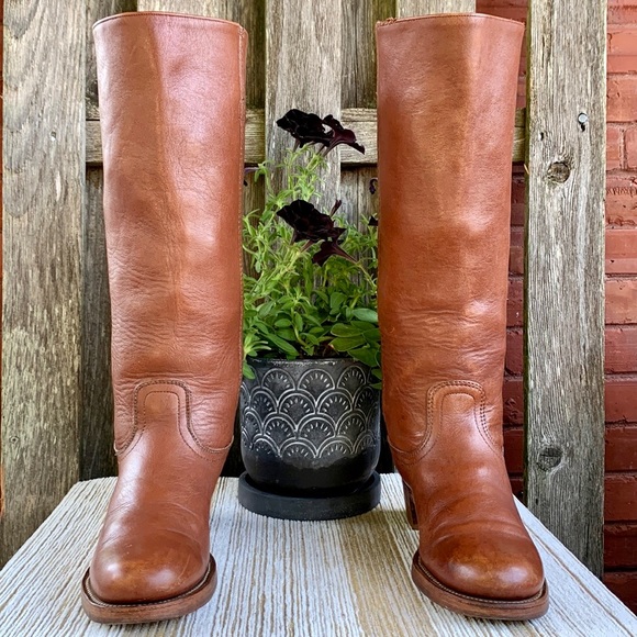 Sold FRYE Vintage USA Tall Knee High Campus Brown Leather Stovepipe Riding Boots - Picture 5 of 14